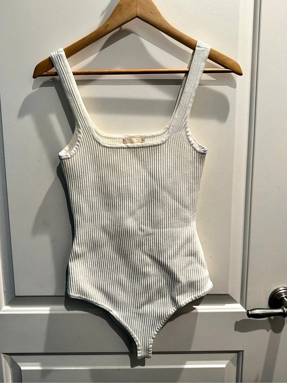 ALTARD STATE Ribbed One-Piece Body Suit in White Size Medium